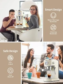 Gevi 20 Bar Compact Professional Espresso Coffee Machine with Milk Frother/Steam Wand for Espresso, Latte and Cappuccino, Stainless Steel, 35 Oz Removable Water Tank