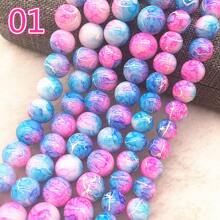 30pcs/set Simple Glass 8MM Blue Pink Two-color Textured DIY Bead For Women Men For Bracelet Necklace Making - Apricot - View 1