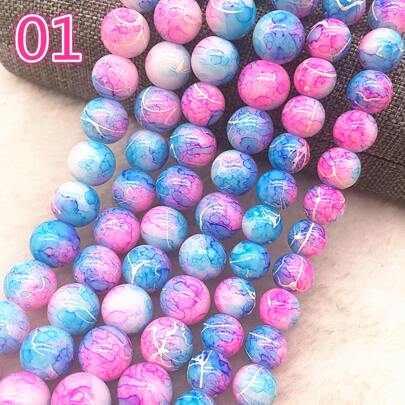 30 cái/bộ Đơn giản Ly 8mm Xanh Màu hồng Hai màu Textured DIY Hạt Đối với phụ nữ Nam Đối với Vòng tay Vòng Cổ Làm