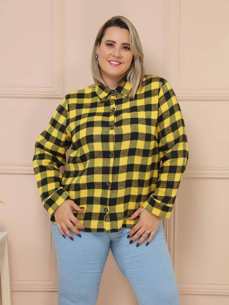 Plus Size Blouses - 黃色 - 查看 1