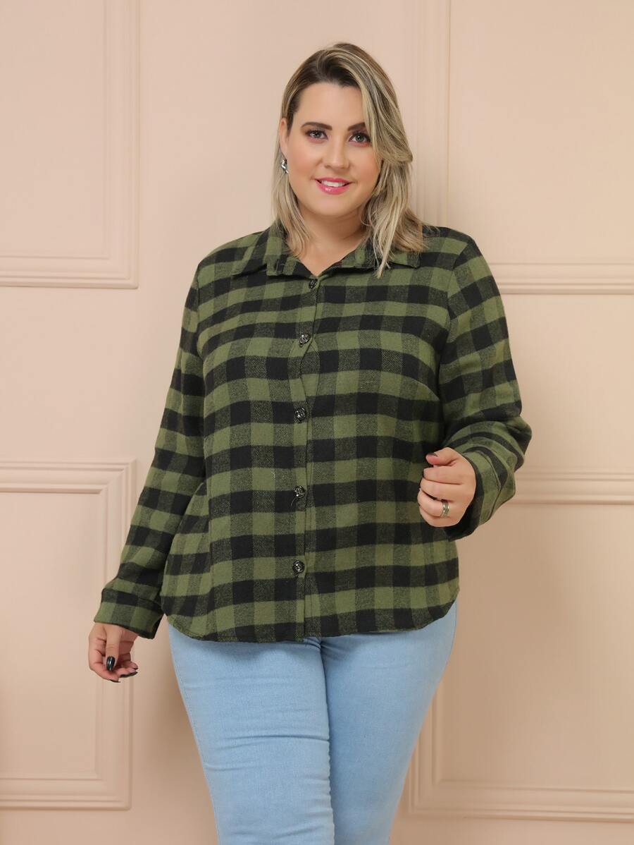 Plus Size Blouses - Green - View 1