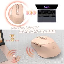 2.4G Wireless Mouse Bluetooth Mice, Dual Mode Office Mice with Battery Indicator, Type-C Rechargeable Gaming Mouse, 5 Adjustable DPI, PixArt 3212, 65g Ultralight Mouse for Windows/Android/Mac - 奶茶色 - 查看 6