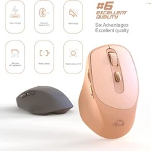 2.4G Wireless Mouse Bluetooth Mice, Dual Mode Office Mice with Battery Indicator, Type-C Rechargeable Gaming Mouse, 5 Adjustable DPI, PixArt 3212, 65g Ultralight Mouse for Windows/Android/Mac - 奶茶色 - 查看 8