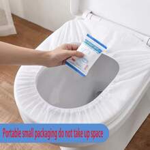 旅行一次性床上用品帶枕套,毛巾,浴巾個別包裝,加厚和放大,一次性壓縮毛巾,廁所座位地墊,酒店用品,大尺寸,隨機發貨 - 白色 - 查看 3