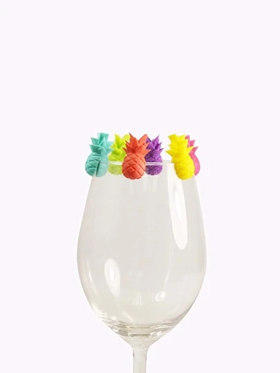 6入組隨機色矽膠玻璃環,有用創意玻璃適合派對