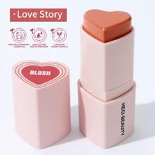 HECI BEAUTY 三合一心形膏状腮红棒，可爱美丽的粉色玫瑰光泽腮红，持久显色，1支装 - Love Story - 查看 2