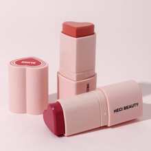 HECI BEAUTY 三合一心形膏状腮红棒，可爱美丽的粉色玫瑰光泽腮红，持久显色，1支装 - Love Story - 查看 10