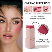 HECI BEAUTY 三合一心形膏状腮红棒，可爱美丽的粉色玫瑰光泽腮红，持久显色，1支装 - Love Story - 查看 9