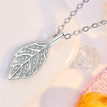 Kids Leaf Pendant Titanium Alloy Necklace For Summer - Silver - View 3