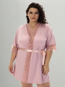 Plus Size Robes & Robe Sets - Màu hồng gỉ - Xem 2