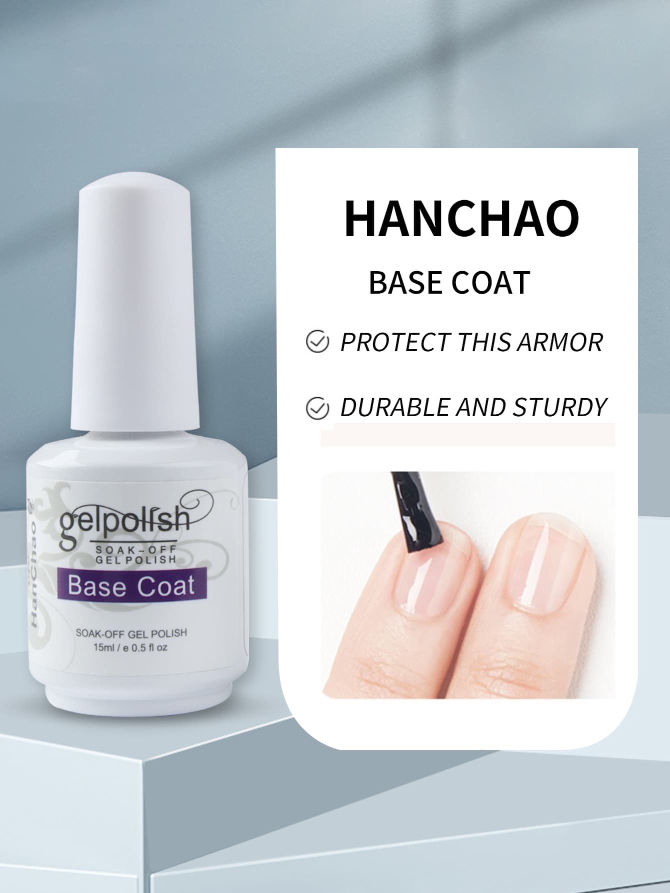 1pc 15ml No-Wipe Gel Nail Polish Base Coat - Long-Lasting Glossy Finish, Removable, Suitable For Home Manicure DIY And Salon Use, Compatible With LED Nail Lamp - Trong sáng - Xem 1