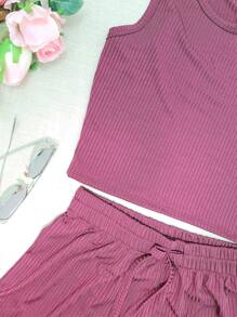Women Two-piece Outfits - Red Violet - View 8