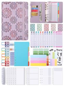 38入組a6 Pu皮革預算持有人筆記本錢袋組織者,包括現金信封、預算表、自粘標籤、文具用品