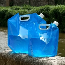 5l/10l大容量可摺疊水袋,便攜式摺疊式水容器水桶,適用於戶外露營野餐烤肉 - 藍色 - 查看 2