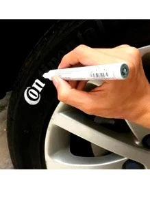 Vmingo Plumon Marcador Llantas Permanente Punta Pincel Dibujo Color Vidrio Tela Caucho Hule Madera Metal Cerámica Oleo Tuning 1pz Tinta a Base Aceite Resistente Agua - Negro - Ver 10