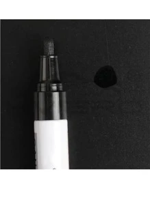 Vmingo Plumon Marcador Llantas Permanente Punta Pincel Dibujo Color Vidrio Tela Caucho Hule Madera Metal Cerámica Oleo Tuning 1pz Tinta a Base Aceite Resistente Agua - Negro - Ver 3