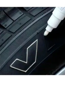 Vmingo Plumon Marcador Llantas Permanente Punta Pincel Dibujo Color Vidrio Tela Caucho Hule Madera Metal Cerámica Oleo Tuning 1pz Tinta a Base Aceite Resistente Agua - Negro - Ver 11