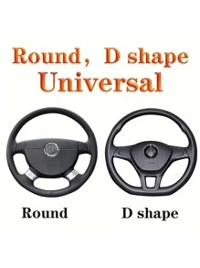 15英寸通用汽車方向盤套防滑壓制pu皮革 - 黑色 - 查看 4