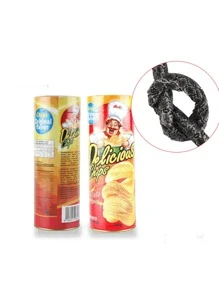 1pc April Fool's Day Gift Funny Prank Potato Chip Snake Jumping Scary Snake In Can - Black - View 3