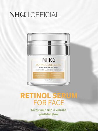 NHQ 視黃醇保濕面部奶油,減少皺紋和精細的,滋養和滋潤皮膚,提亮和補水面膜,適合所有膚質,1瓶50ML