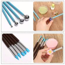 24pcs Polymer Silicone Rubber Clay Sculpting Tools - Wooden Clay Scraper - Silicone Rubber Paintbrush And Modeling Ball Dotting Tool For Pottery Sculpture Craft And DIY Handicraft Nail Art - Multicolor - View 4