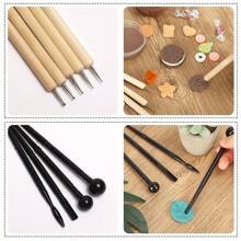 24pcs Polymer Silicone Rubber Clay Sculpting Tools - Wooden Clay Scraper - Silicone Rubber Paintbrush And Modeling Ball Dotting Tool For Pottery Sculpture Craft And DIY Handicraft Nail Art - Multicolor - View 5