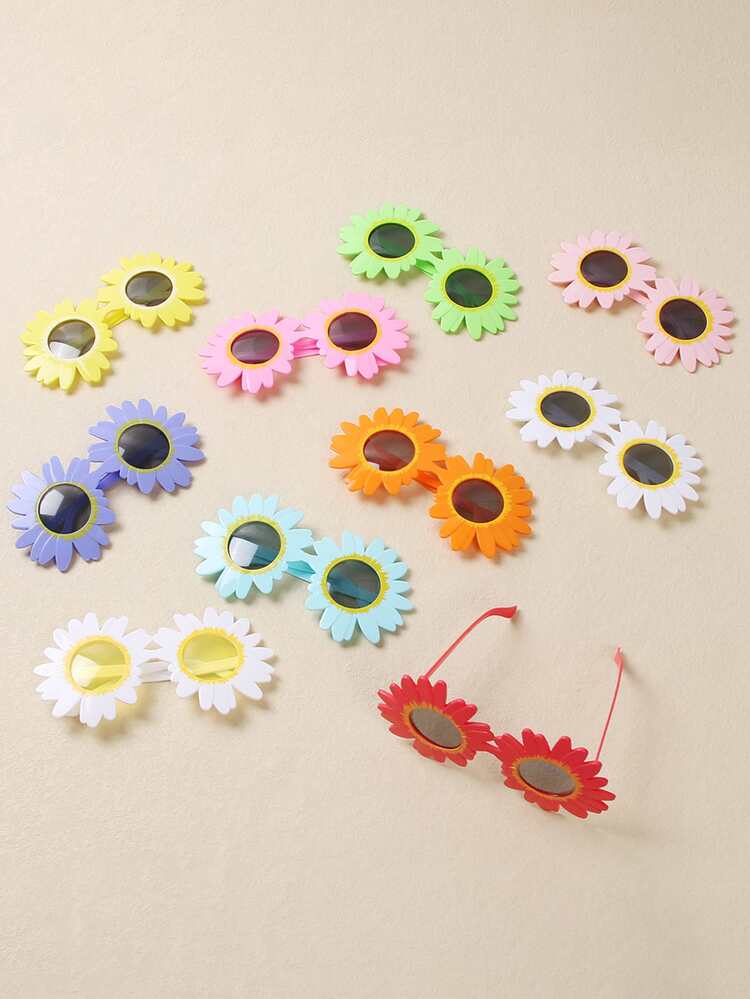 YGCHEN Occhiali da Sole Margherita Girasole Hawaiani Fiori Festa Tropicale per Bambini Donna Uomo (4 Paia