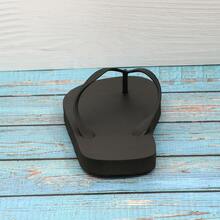 情侣时尚休闲厚底平底厚柔软水钻拖鞋凉鞋，户外舒适穿着，度假海滩风格厚底人字凉鞋 - 黑色 - 查看 1