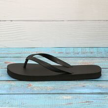 情侣时尚休闲厚底平底厚柔软水钻拖鞋凉鞋，户外舒适穿着，度假海滩风格厚底人字凉鞋 - 黑色 - 查看 2