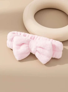 1入組素色柔軟的髮帶,寬邊髮箍,用於清洗和適用於口罩,高分髮飾 - 粉色 - 查看 4