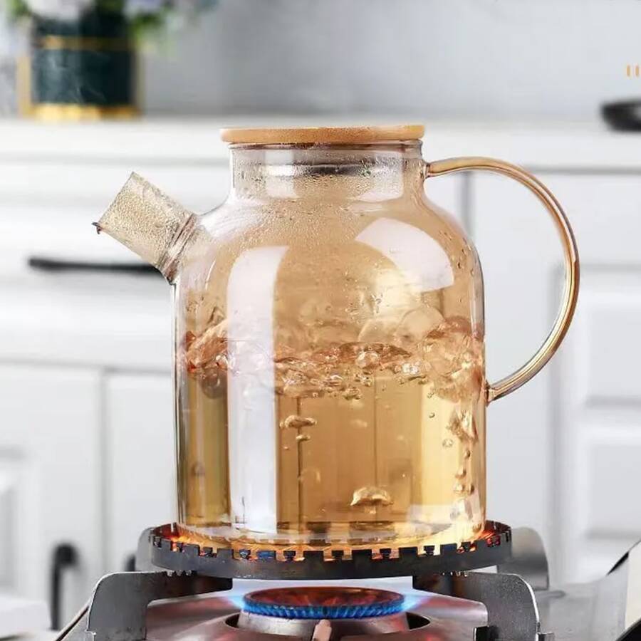 Glass Teapot Stovetop & Microwave Safe Water Jug, Glass Borosilicate