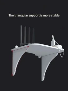 1入組免打孔路由器壁架，插座支持壁架支架，懸掛用於投影儀/機頂盒，無綫 Wifi 存儲 - 白色 - 查看 4