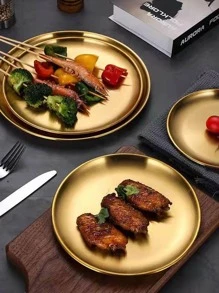 Stainless Steel Korean Bbq Grill Plate, Fruit & Snacks Serving Tray, Jewelry Organizer, Self-Service Buffet Plate, Multi-Size (5.5-15.7 Inches)Christmas Gift,School Supplies