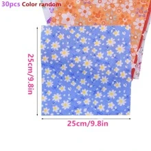 30入組素色編織花卉圖案印花布,DIY縫紉適用於玩偶,服裝,工藝品成套工具 - 彩色 - 查看 2