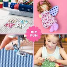 30入組素色編織花卉圖案印花布,DIY縫紉適用於玩偶,服裝,工藝品成套工具 - 彩色 - 查看 5