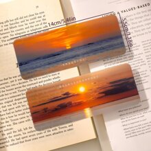 5pcs/set Plastic Bookmark With Reading Aid Scenery Pattern - Multicolor - View 5
