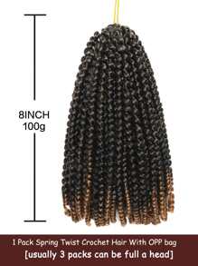 1入組彈力麻花鉤針人造發8英寸合成短捲髮接發 - 彩色 - 查看 6