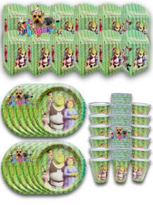 Party Kit 10 Character Guests Ogre Donkey Fiona Disposable 30 Pcs Cardboard Decoration Items Plates Cups Sweets - Black - View 1