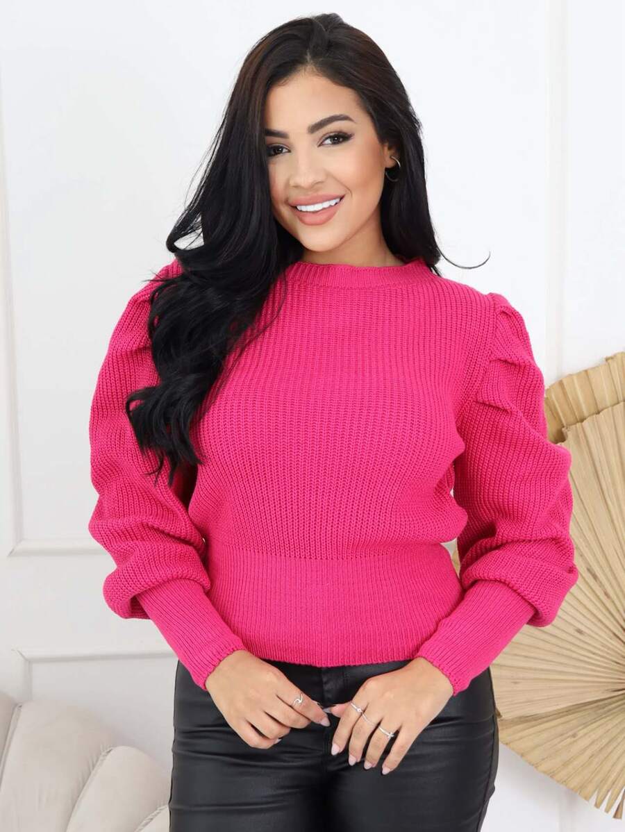 Women Sweaters - 玫紅色 - 查看 1