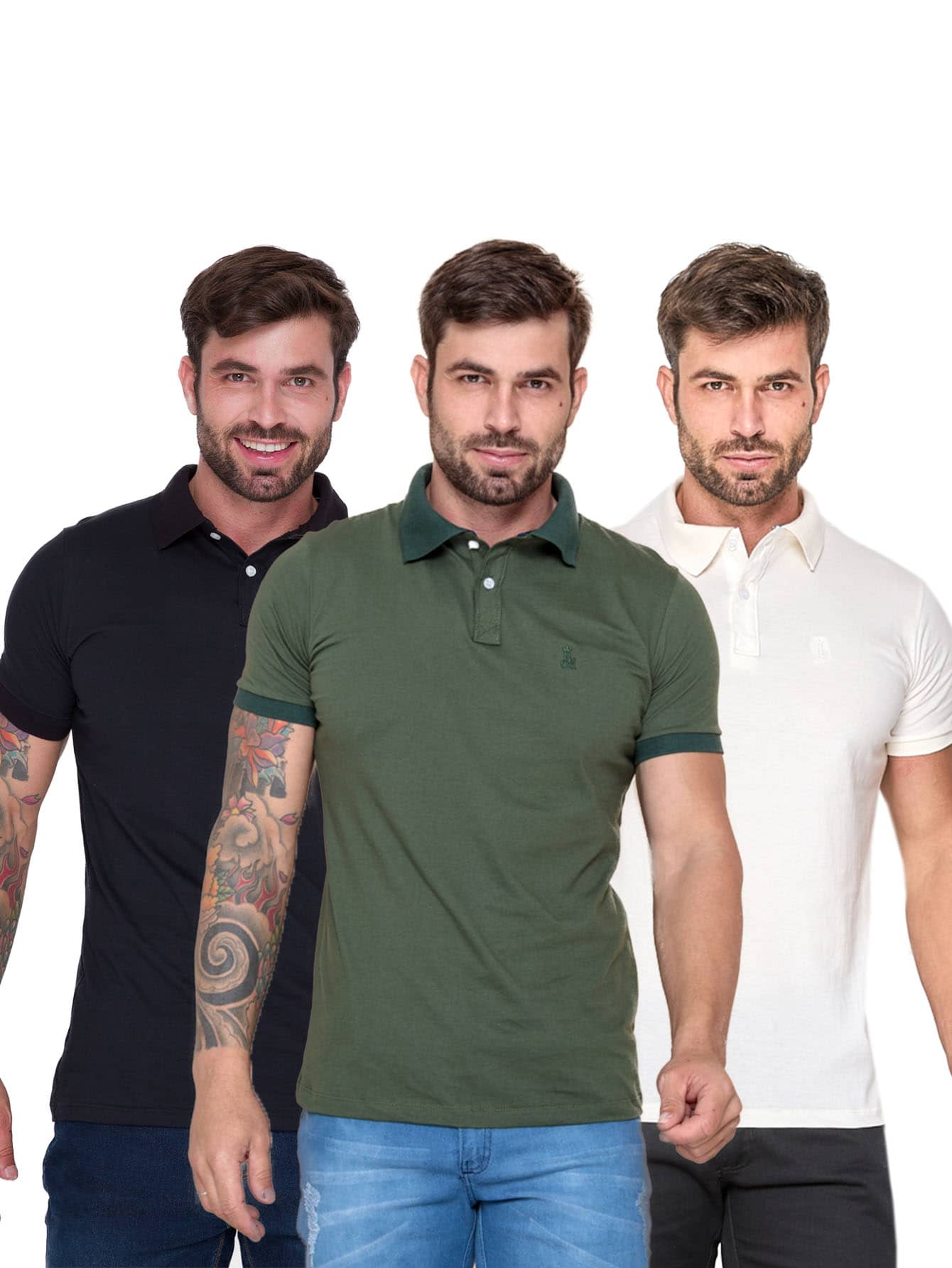 Men Polo Shirts - 黑色 - 查看 1