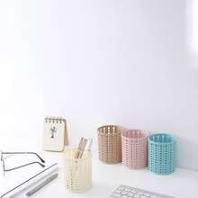 創意塑膠編織筆筒,多功能文具收納收納,桌子裝飾用品辦公和家庭