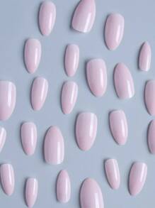Cambia tus uñas con 24 piezas de puntas de uñas en forma de almendra de tamaño mediano-largo, cubiertas completas de uñas con revestimiento brillante rosa. Ideal para mujeres y chicas de moda para salidas diarias, citas, trabajo y fiestas. Suministros de uñas presionadas uñas falsas uña falsa uña acrílica - Rosa - Ver 3