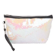 Glitter Decor Zippered Cosmetic Bag - 白色 - 查看 1
