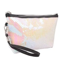 Glitter Decor Zippered Cosmetic Bag - 白色 - 查看 2