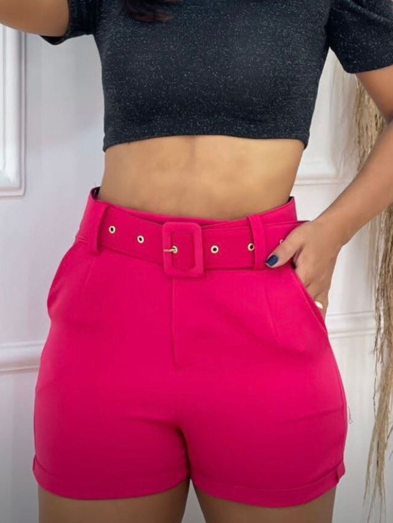 Women Shorts - 玫紅色 - 查看 1