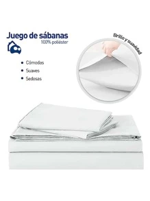 Juego de Sábanas individuales Bluelander, 3 piezas - Blanco - Ver 4