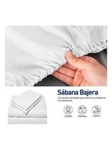 Juego de Sábanas individuales Bluelander, 3 piezas - Blanco - Ver 8