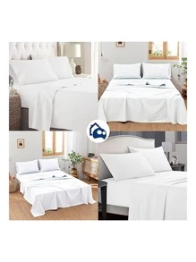 Juego de Sábanas individuales Bluelander, 3 piezas - Blanco - Ver 9