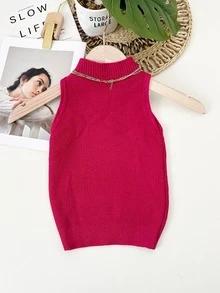 Women Knit Tops - 玫瑰紅 - 查看 2