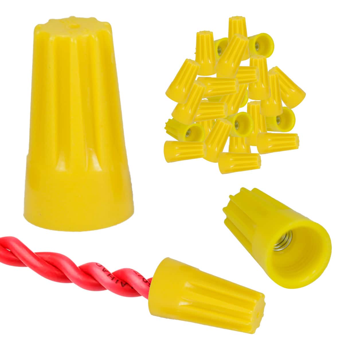 Bolsa con Capuchones Para Cable Conector Campana Calibre 10 a 12 AWG Con 100 pzs - Amarillo - Ver 1